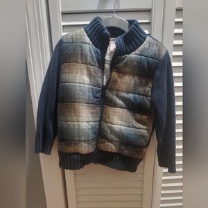 Cat & Jack Plaid Knit Jacket with Ribbed Collar / Size 2t